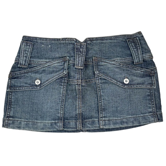SOLD Y2k Bubblegum USA Sexy Micro Mini Denim Cargo Skirt - Picture 4 of 6
